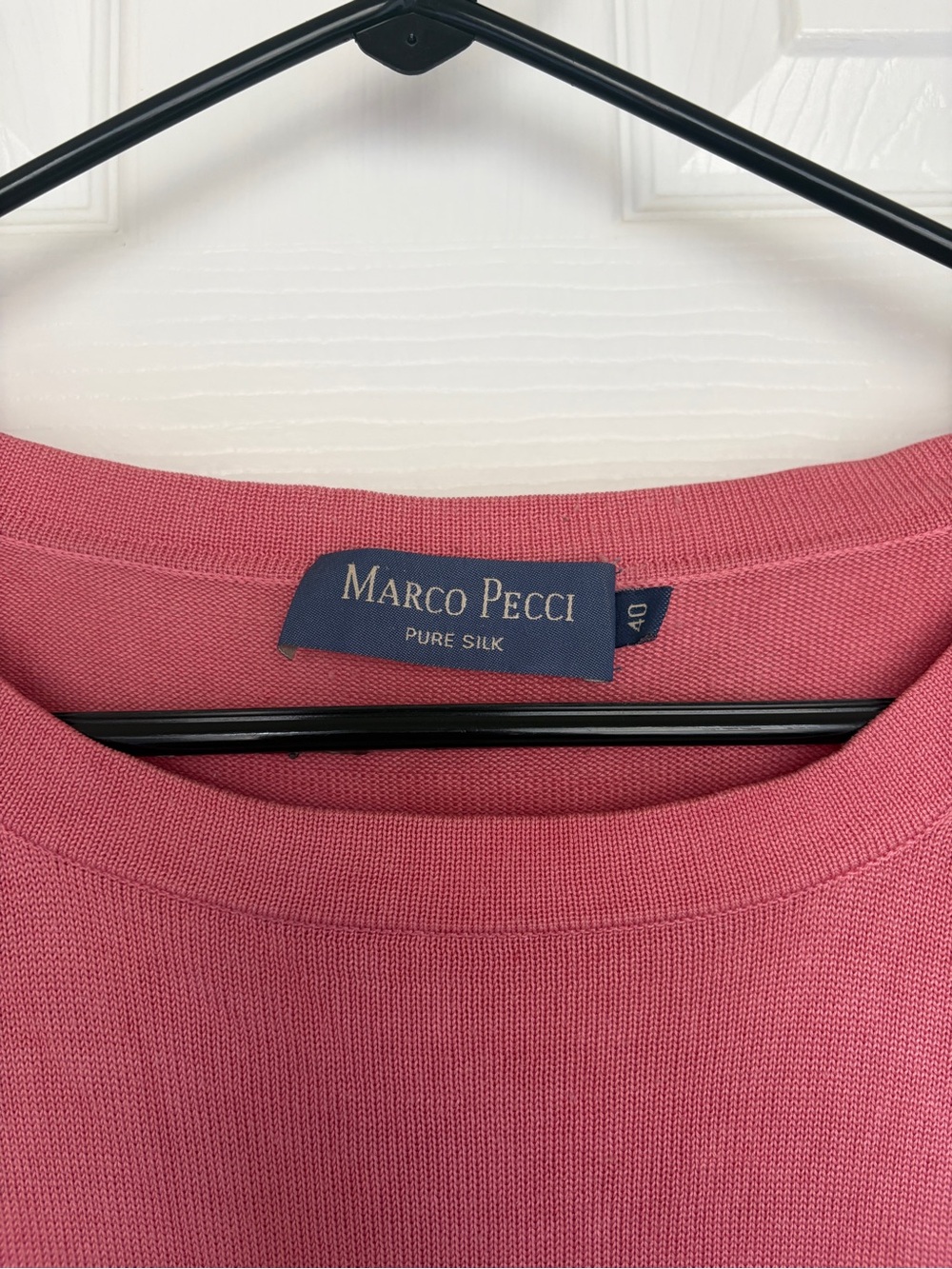 Marco Pecci 100% pure silk pink, short-sleeve knit top - Picture 6 of 7